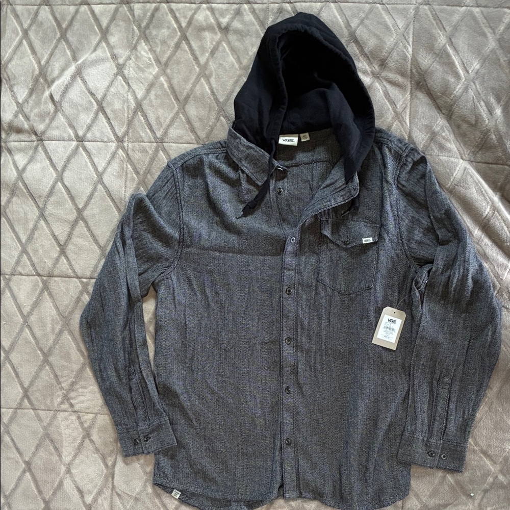 Vans Fireside Fusion Drizzle Mens Shacket in Charcoal and Black Hood XXL NWT